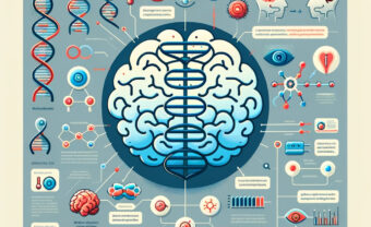 Illustration connecting RNA genetics with neurological research